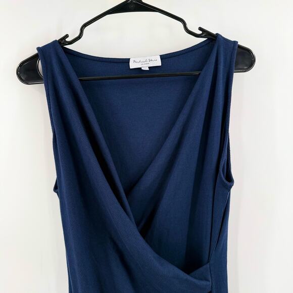 MICHAEL STARS Abby Dress Size Large NEW Faux Wrap NWOT Navy Ultra Rib Classic - Picture 6 of 11
